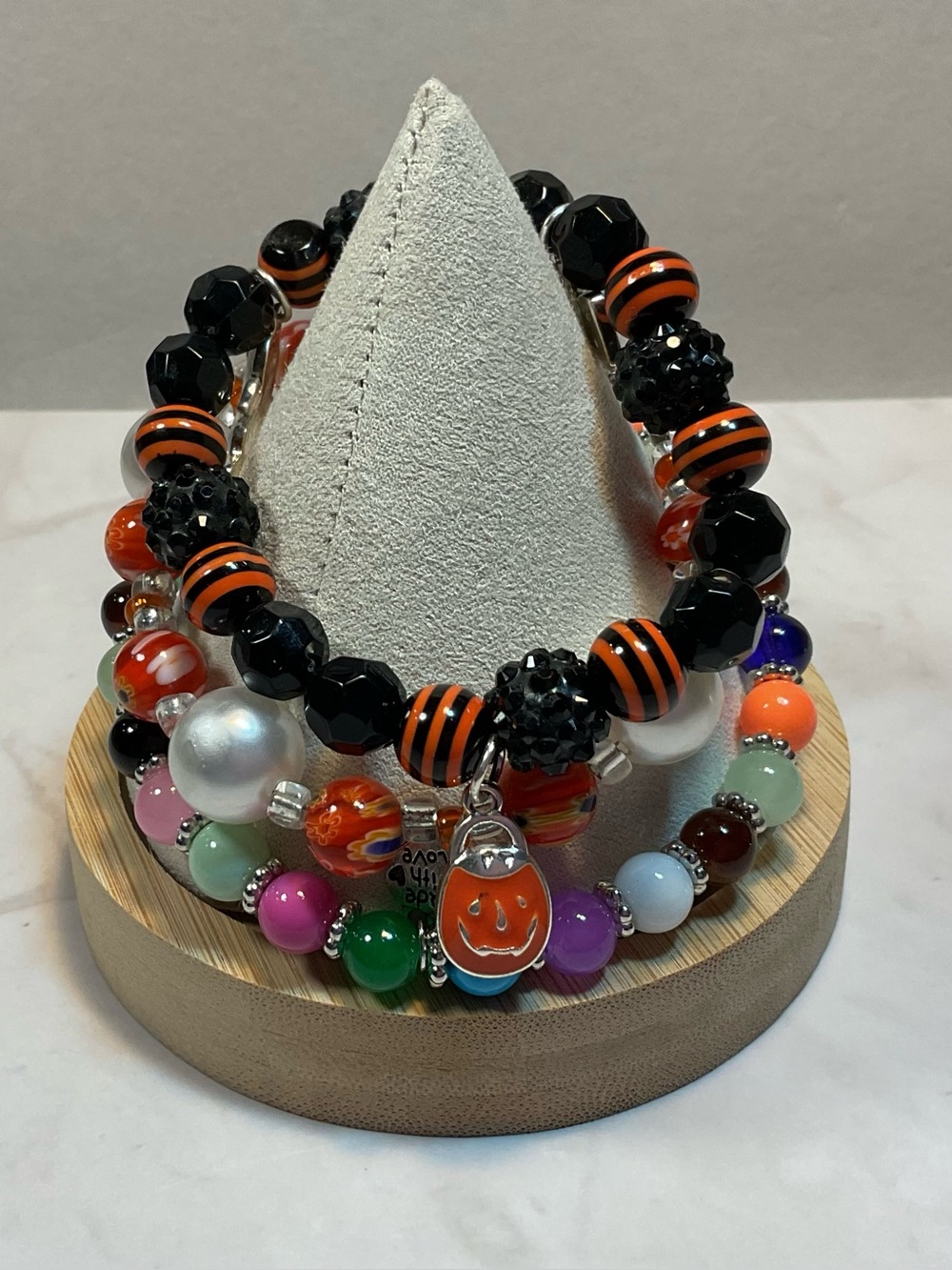Spooky Season Halloween 3-Piece Beaded Bracelet Stack Lot